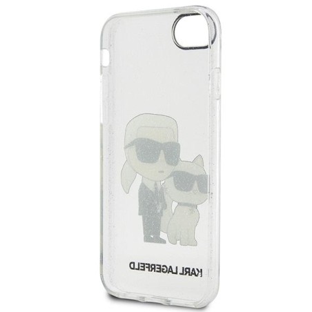 Karl Lagerfeld Glitter Karl&Choupette dėklas, skirtas iPhone 7 / 8 / SE 2020 / SE 2022 - skaidrus Karl Lagerfeld Glitter Karl&Choupette dėklas, skirtas iPhone 7 / 8 / SE 2020 / SE 2022 - skaidrus