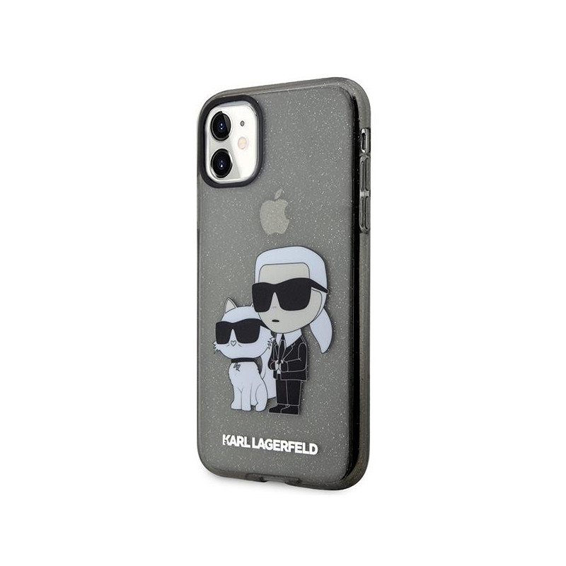 Karl Lagerfeld Glitter Karl&Choupette dėklas iPhone 11 / Xr - juodas