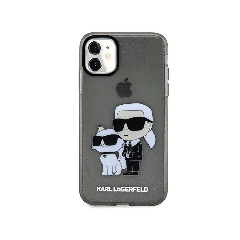 Karl Lagerfeld Glitter Karl&Choupette dėklas iPhone 11 / Xr - juodas