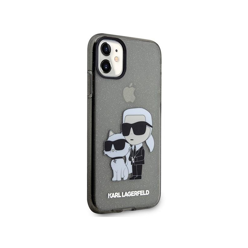 Karl Lagerfeld Glitter Karl&Choupette dėklas iPhone 11 / Xr - juodas