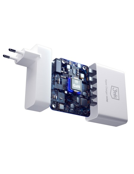 3mk Hyper Charger GaN 140W sieninis įkroviklis 3x USB-C 2x USB-A - baltas