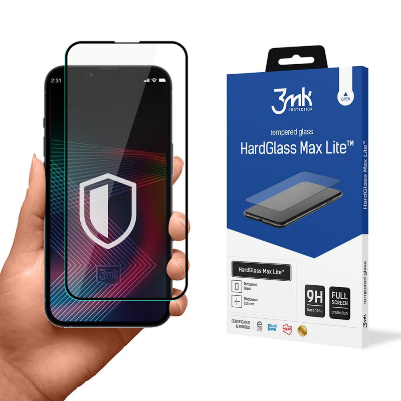9H 3mk HardGlass Max Lite™ stiklas, skirtas iPhone 13 Pro Max / iPhone 14 Plus