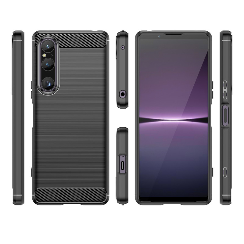 Carbon Case dėklas Sony Xperia 1 V lankstus silikoninis anglies dangtelis juodas