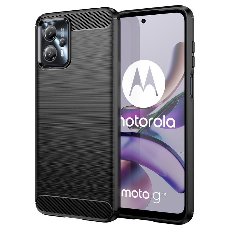 Carbon Case Motorola Moto G53 / G13 lankstus silikoninis anglies dangtelis juodas Carbon Case Motorola Moto G53 / G13 lankstus silikoninis anglies dangtelis juodas