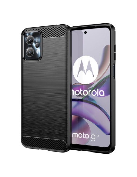 Carbon Case Motorola Moto G53 / G13 lankstus silikoninis anglies dangtelis juodas