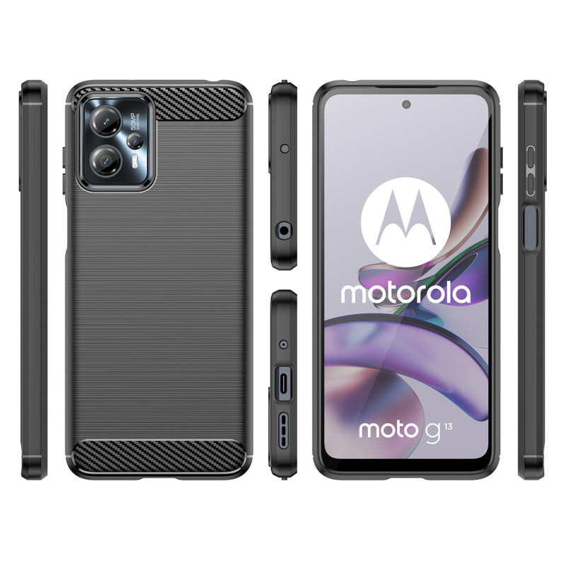 Carbon Case Motorola Moto G53 / G13 lankstus silikoninis anglies dangtelis juodas