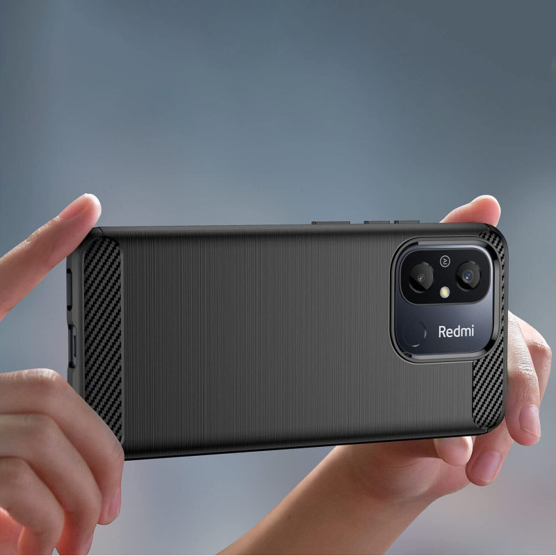 Anglies dėklas skirtas Xiaomi Redmi 11A / Poco C55 / Redmi 12C lankstus silikoninis anglies dangtelis juodas