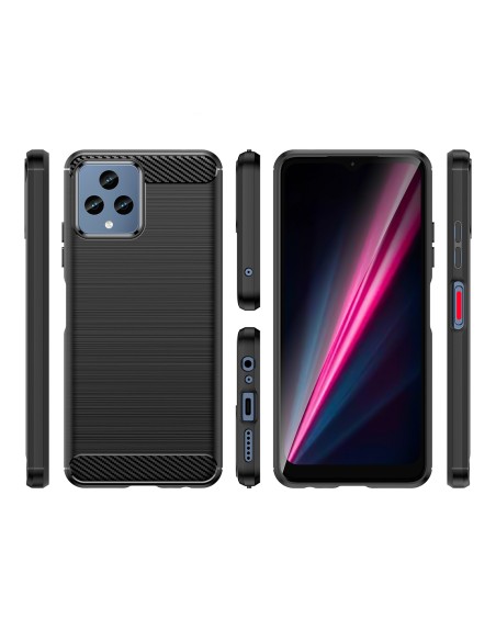 Anglies dėklas, skirtas T-Mobile Revvl 6 5G lankstus silikoninis anglies dangtelis juodas Anglies dėklas, skirtas T-Mobile Revvl 6 5G lankstus silikoninis anglies dangtelis juodas