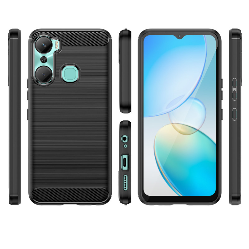 Anglies dėklas Infinix Hot 12 Pro lanksčiam silikoniniam anglies dangčiui juodas