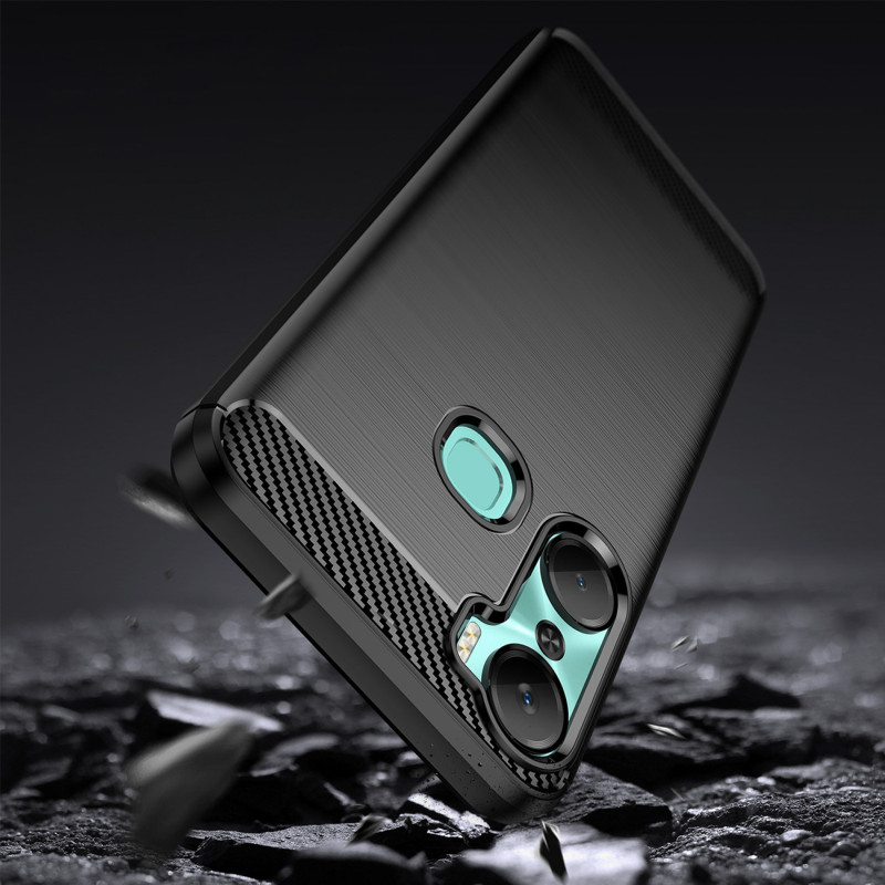 Anglies dėklas Infinix Hot 12 Pro lanksčiam silikoniniam anglies dangčiui juodas