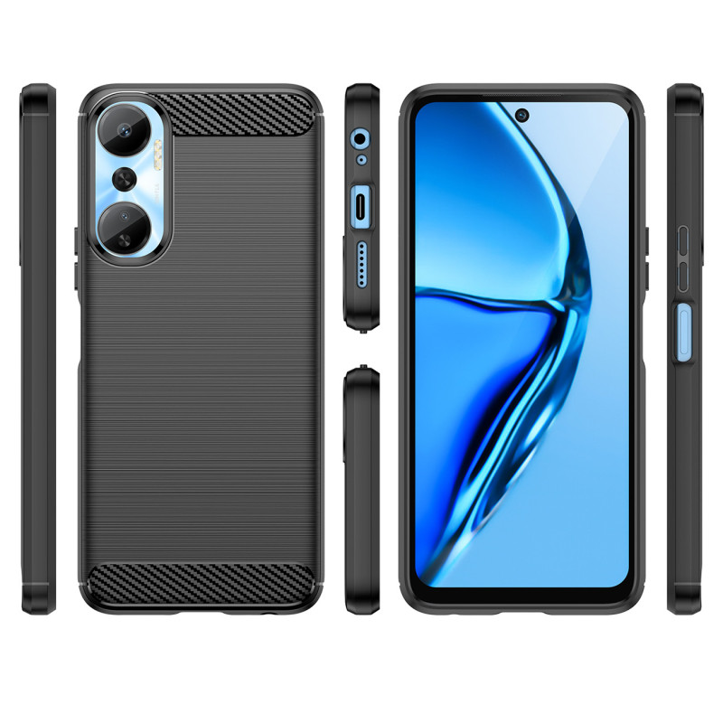 Carbon Case Infinix Hot 20 lankstus silikoninis anglies dangtelis juodas