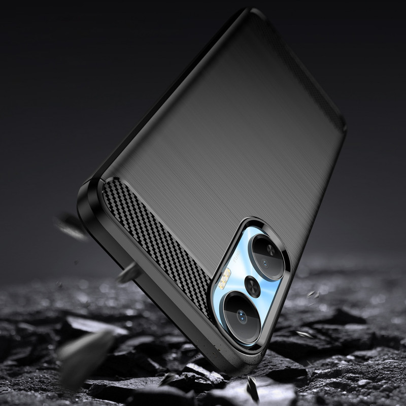 Carbon Case Infinix Hot 20 lankstus silikoninis anglies dangtelis juodas