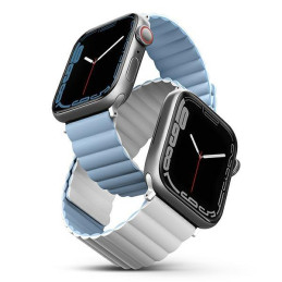Uniq Revix dirželis, skirtas Apple Watch 1/ 2/ 3/ 4/ 5/ 6/ 7/ 8/ SE/ SE2/ Ultra 42/ 44/ 45/ 49mm – balta ir mėlyna