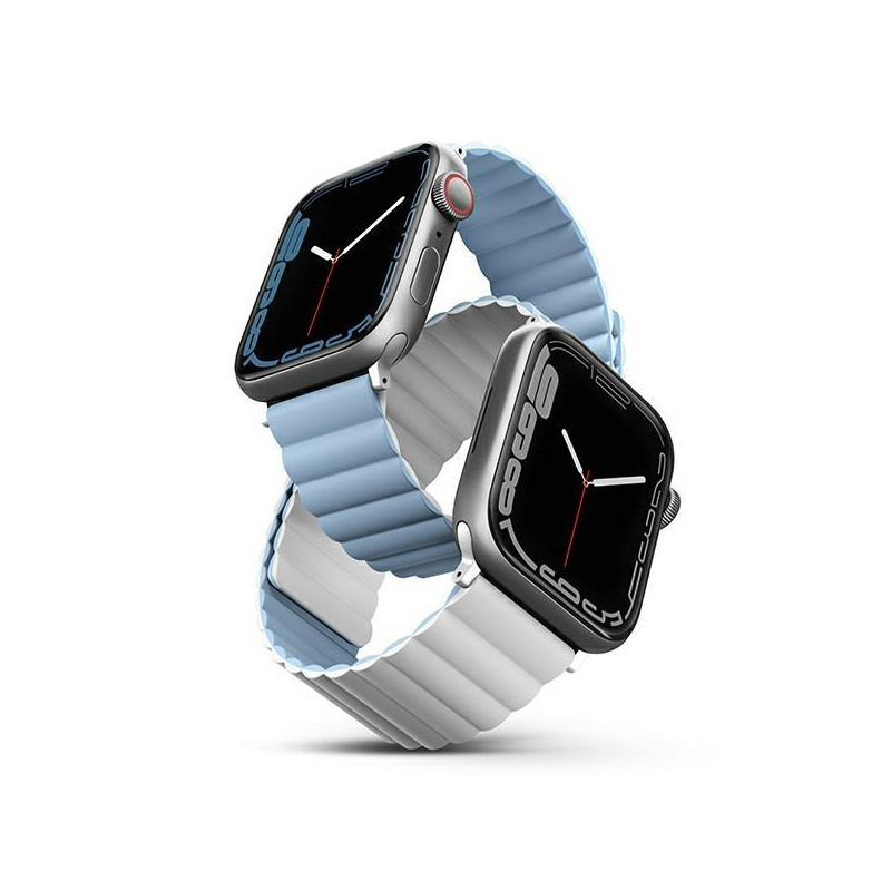Uniq Revix dirželis, skirtas Apple Watch 1/ 2/ 3/ 4/ 5/ 6/ 7/ 8/ SE/ SE2/ Ultra 42/ 44/ 45/ 49mm – balta ir mėlyna