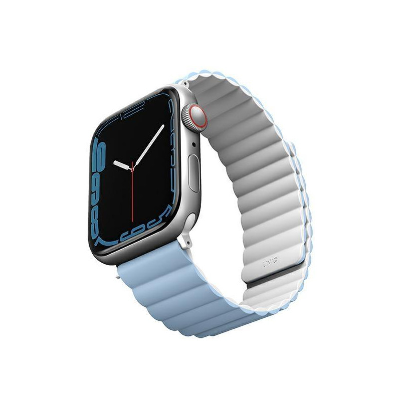 Uniq Revix dirželis, skirtas Apple Watch 1/ 2/ 3/ 4/ 5/ 6/ 7/ 8/ SE/ SE2/ Ultra 42/ 44/ 45/ 49mm – balta ir mėlyna