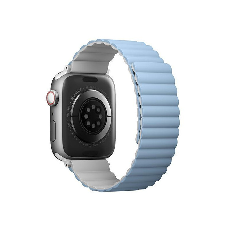 Uniq Revix dirželis, skirtas Apple Watch 1/ 2/ 3/ 4/ 5/ 6/ 7/ 8/ SE/ SE2/ Ultra 42/ 44/ 45/ 49mm – balta ir mėlyna