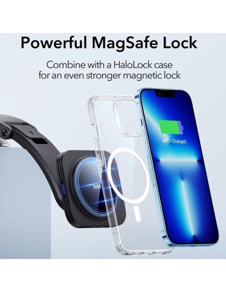 ESR Halolock Low Arm Magnetinis laikiklis su MagSafe įkrovikliu automobilio kabinai - juodas ESR Halolock Low Arm Magnetinis laikiklis su MagSafe įkrovikliu automobilio kabinai - juodas