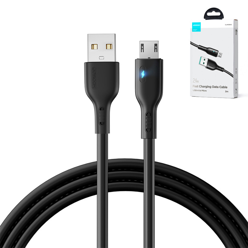 USB - mikro USB laidas 2.4A 2m Joyroom S-UM018A13 - juodas