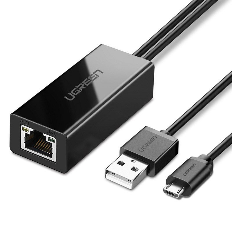 Išorinis LAN adapteris micro USB 100Mbps, skirtas Chromecast 1m black