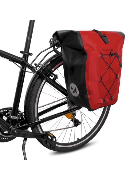 Vandeniui atsparus dviračio krepšys bagažo lentynai 25l raudonas