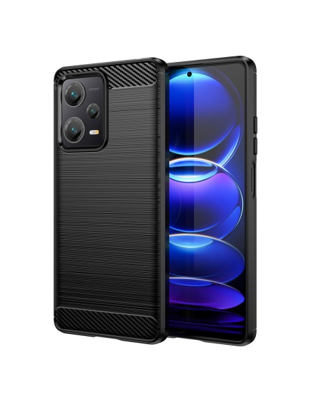 Carbon Case dėklas skirtas Xiaomi Redmi Note 12 Pro+ lankstus silikoninis anglies dangtelis juodas