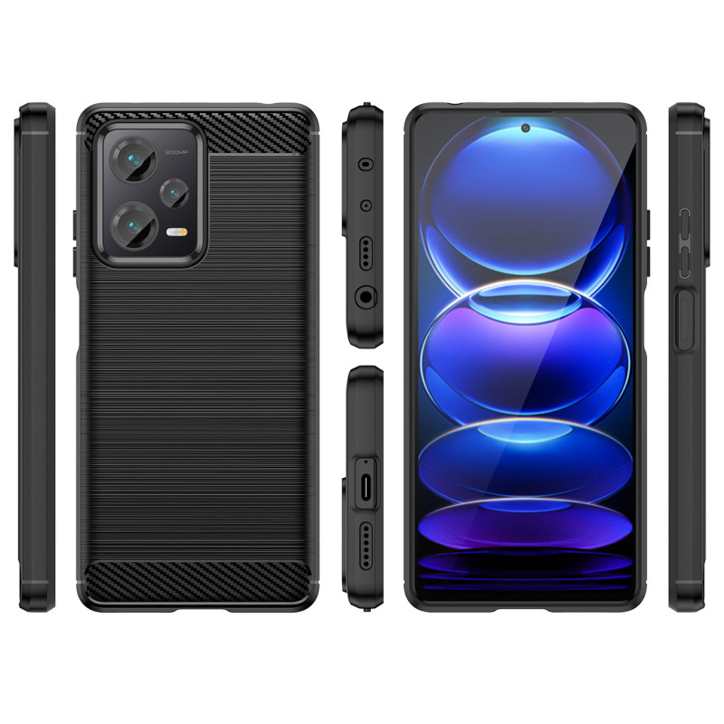 Carbon Case dėklas skirtas Xiaomi Redmi Note 12 Pro+ lankstus silikoninis anglies dangtelis juodas