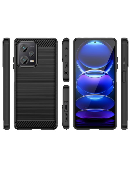 Carbon Case dėklas skirtas Xiaomi Redmi Note 12 Pro+ lankstus silikoninis anglies dangtelis juodas