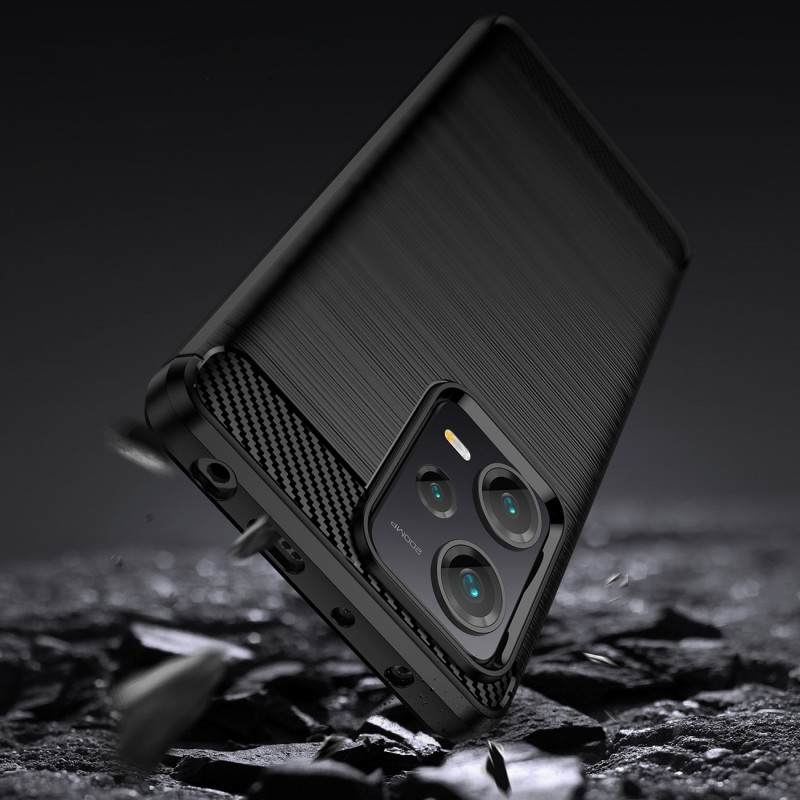 Carbon Case dėklas skirtas Xiaomi Redmi Note 12 Pro+ lankstus silikoninis anglies dangtelis juodas