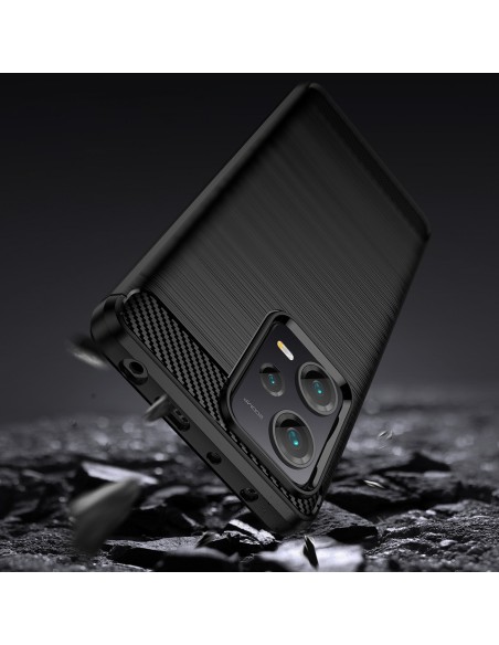 Carbon Case dėklas skirtas Xiaomi Redmi Note 12 Pro+ lankstus silikoninis anglies dangtelis juodas