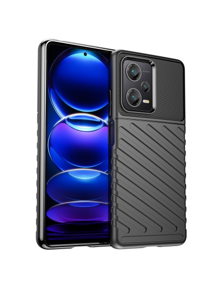 Thunder Case dėklas Xiaomi Redmi Note 12 Pro+ silikoniniu šarvuotu dangteliu, juodas