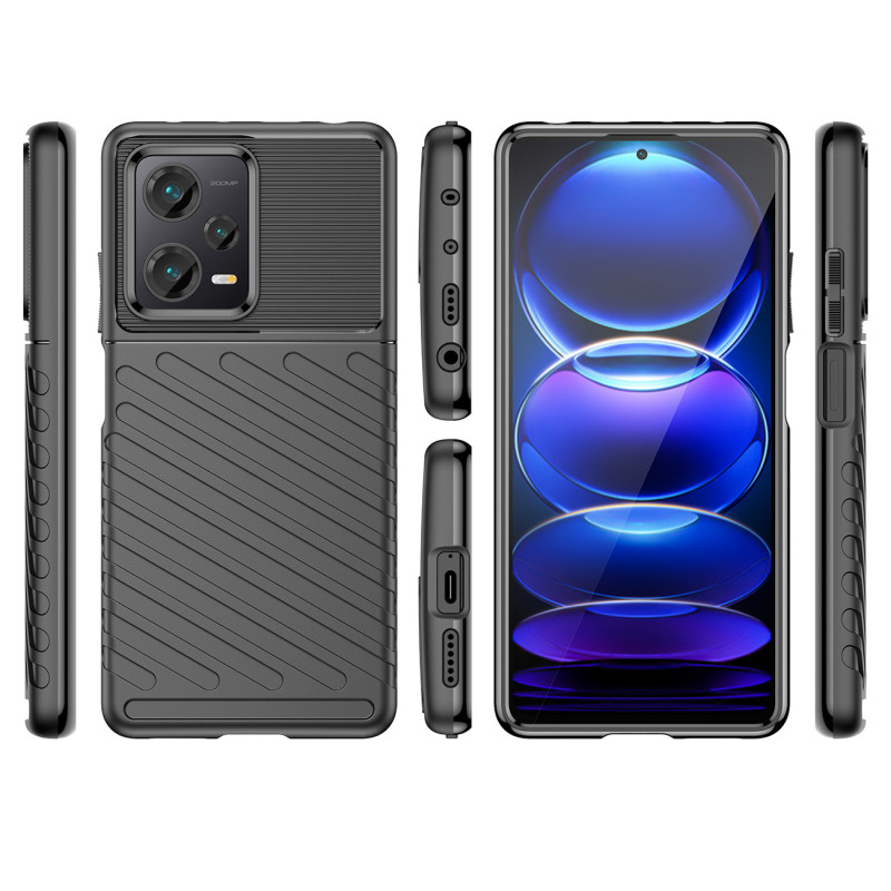 Thunder Case dėklas Xiaomi Redmi Note 12 Pro+ silikoniniu šarvuotu dangteliu, juodas