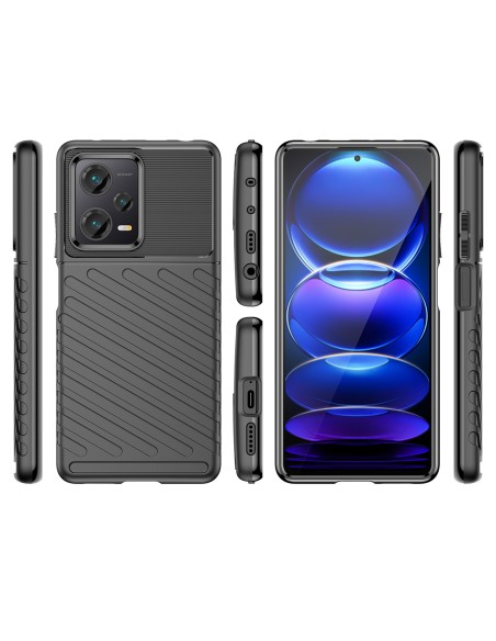 Thunder Case dėklas Xiaomi Redmi Note 12 Pro+ silikoniniu šarvuotu dangteliu, juodas