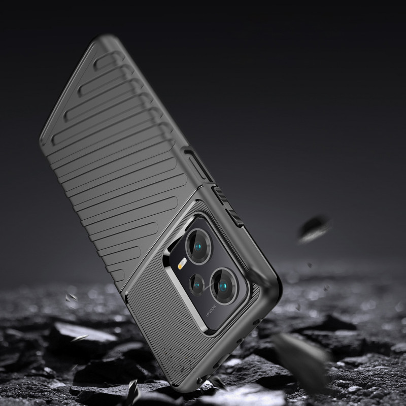 Thunder Case dėklas Xiaomi Redmi Note 12 Pro+ silikoniniu šarvuotu dangteliu, juodas