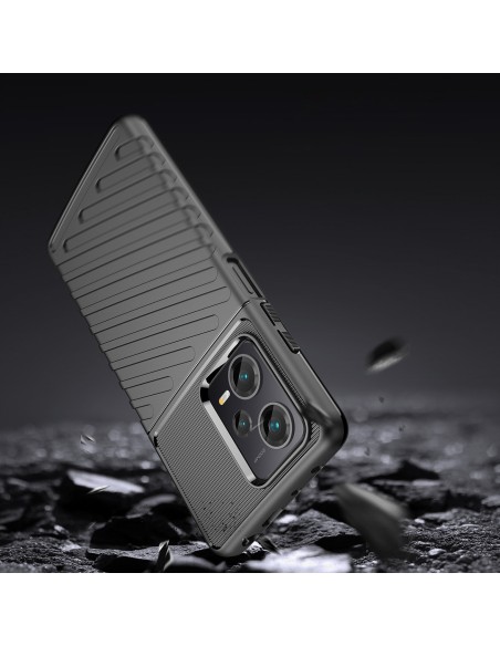 Thunder Case dėklas Xiaomi Redmi Note 12 Pro+ silikoniniu šarvuotu dangteliu, juodas