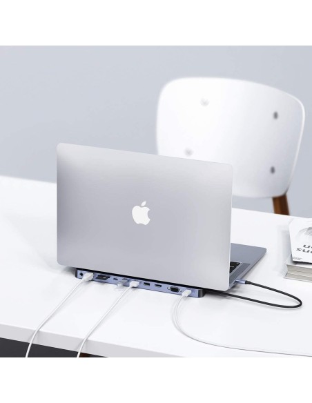 Prijungimo stoties adapterio šakotuvas USB Type C 11in1 100W PD pilkas Prijungimo stoties adapterio šakotuvas USB Type C 11in1 100W PD pilkas