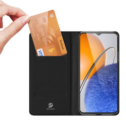 Dux Ducis Skin Pro dėklas, skirtas Huawei nova Y61 atverčiamas dangtelis kortelės piniginės stovas juodas