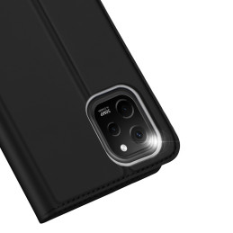Dux Ducis Skin Pro dėklas, skirtas Huawei nova Y61 atverčiamas dangtelis kortelės piniginės stovas juodas