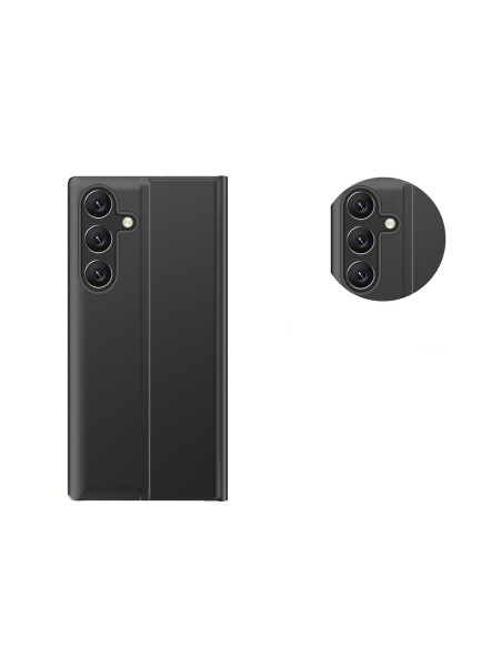 Naujas Sleep Case dėklas, skirtas Samsung Galaxy A24 4G dangtelis su atvartu, juodu stovu