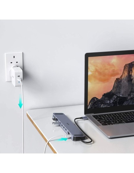 Prijungimo stoties adapterio šakotuvas USB Type C 11in1 100W PD pilkas Prijungimo stoties adapterio šakotuvas USB Type C 11in1 100W PD pilkas