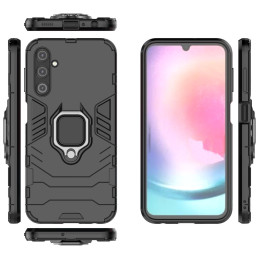Ring Armor dėklas Samsung Galaxy A24 4G šarvuotu dangteliu magnetinis laikiklis žiedas juodas