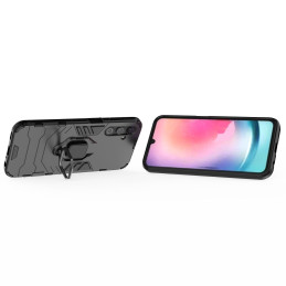 Ring Armor dėklas Samsung Galaxy A24 4G šarvuotu dangteliu magnetinis laikiklis žiedas juodas