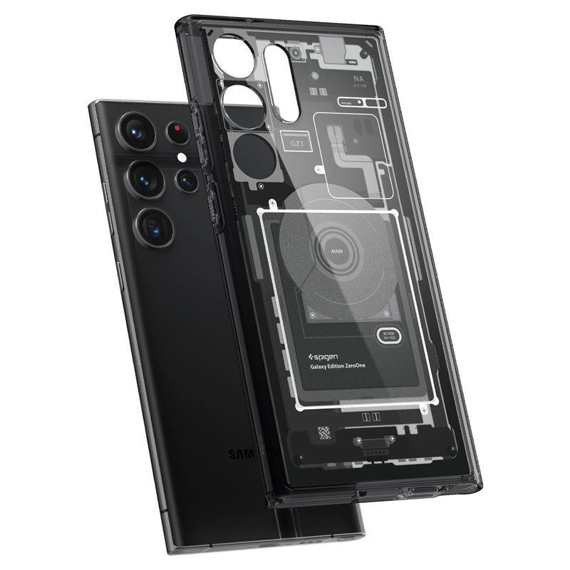 Spigen Ultra Hybrid dėklas, skirtas Samsung Galaxy S23 Ultra - tamsiai pilkas (Zero One modelis)