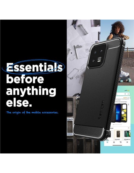 Spigen Rugged Armor dėklas, skirtas Xiaomi 13 - matinė juoda