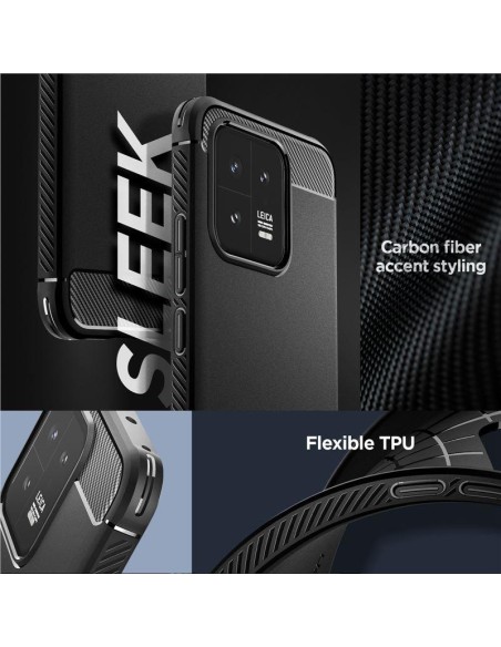 Spigen Rugged Armor dėklas, skirtas Xiaomi 13 - matinė juoda
