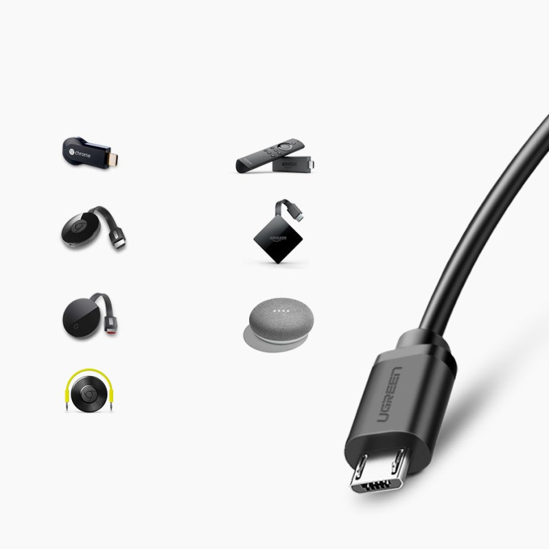 Išorinis LAN adapteris micro USB 100Mbps, skirtas Chromecast 1m black