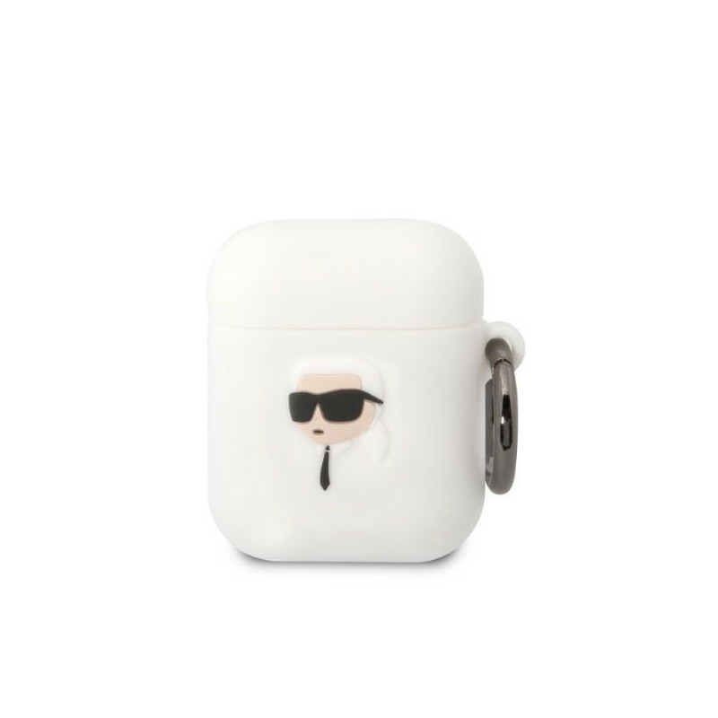 Karl Lagerfeld Silicone Karl Head 3D dėklas, skirtas AirPods 1/ 2 - baltas