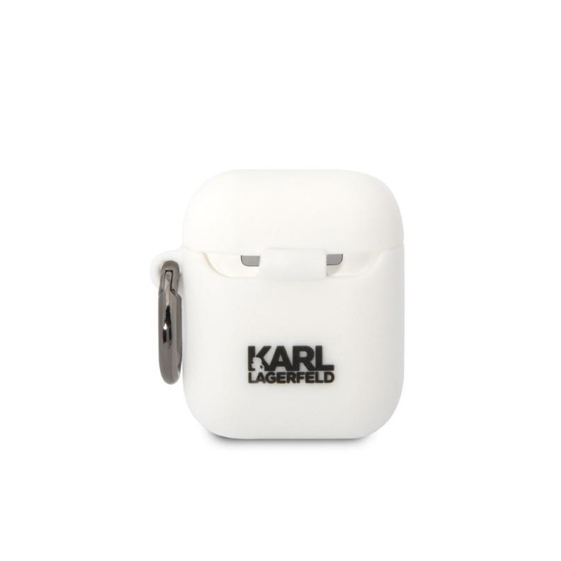 Karl Lagerfeld Silicone Karl Head 3D dėklas, skirtas AirPods 1/ 2 - baltas