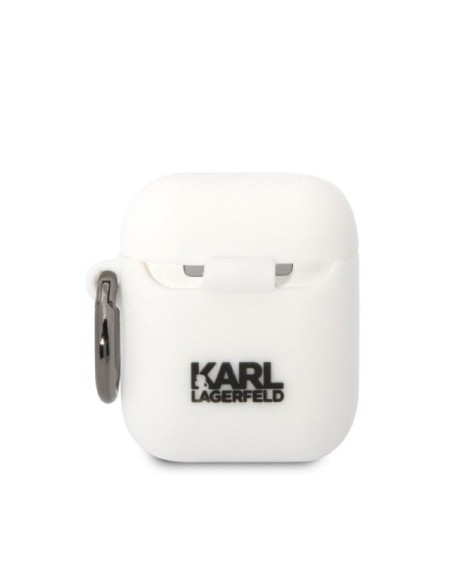 Karl Lagerfeld Silicone Karl Head 3D dėklas, skirtas AirPods 1/ 2 - baltas Karl Lagerfeld Silicone Karl Head 3D dėklas, skirtas AirPods 1/ 2 - baltas