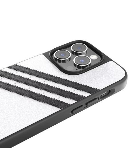 Adidas OR Molded Case PU iPhone 14 Pro - balta ir juoda Adidas OR Molded Case PU iPhone 14 Pro - balta ir juoda
