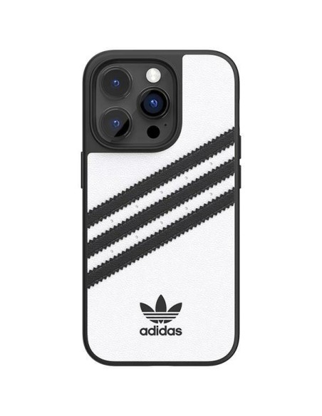 Adidas OR Molded Case PU iPhone 14 Pro - balta ir juoda Adidas OR Molded Case PU iPhone 14 Pro - balta ir juoda